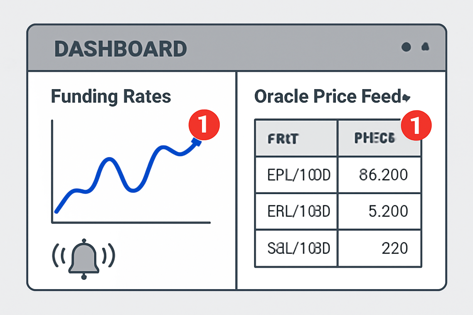 dashboard monitoring funding rates and oracle price feeds with alerts
