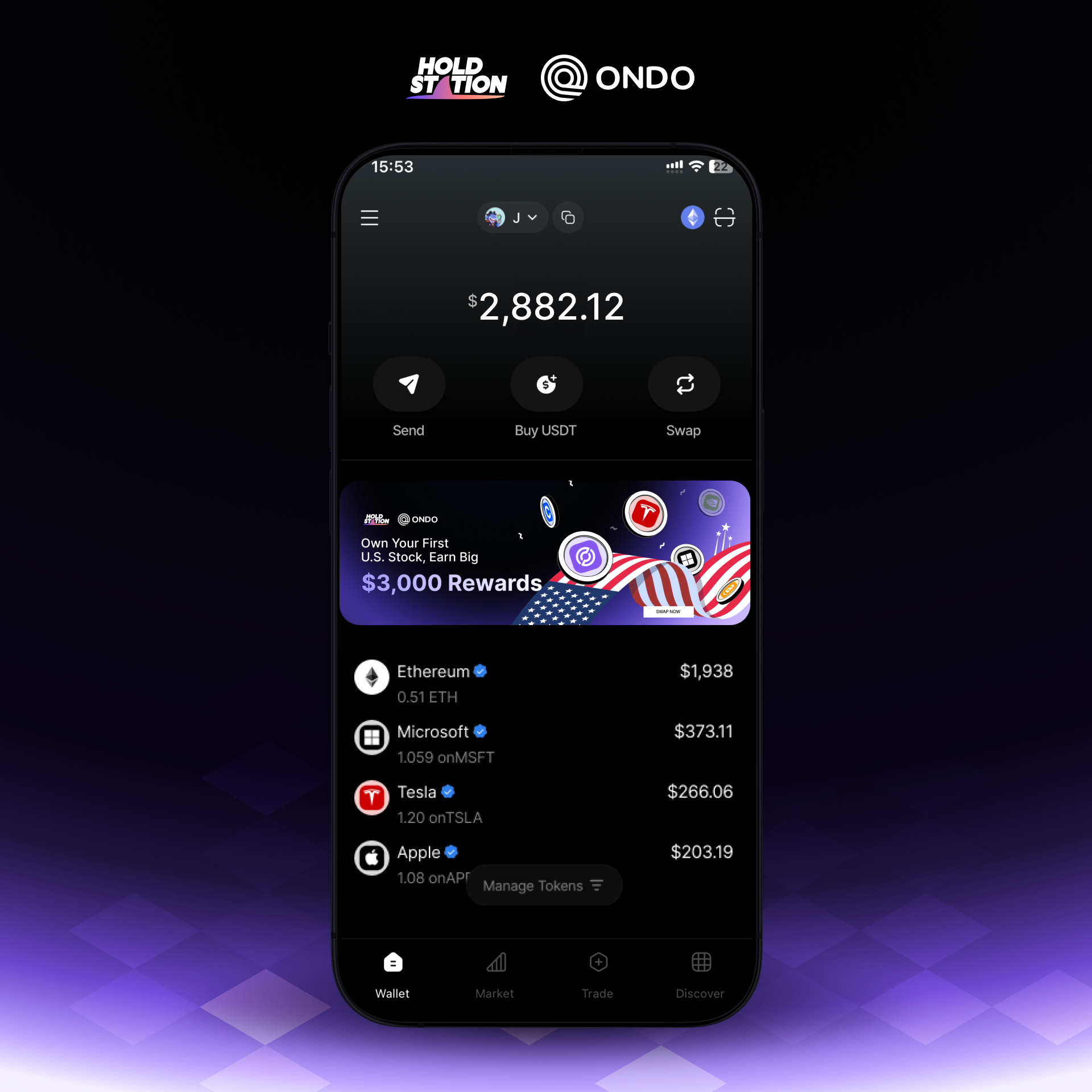 Ondo Finance 24/7 trading interface screenshot