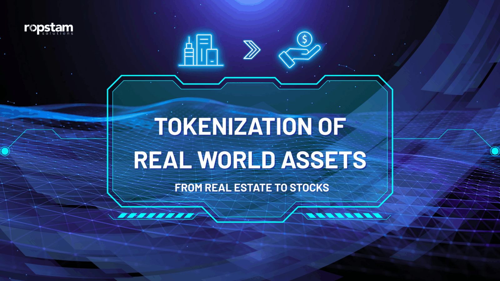 Abstract visualization of traditional stock certificates transforming into digital blockchain tokens, representing SEC approval for on-chain stock trading