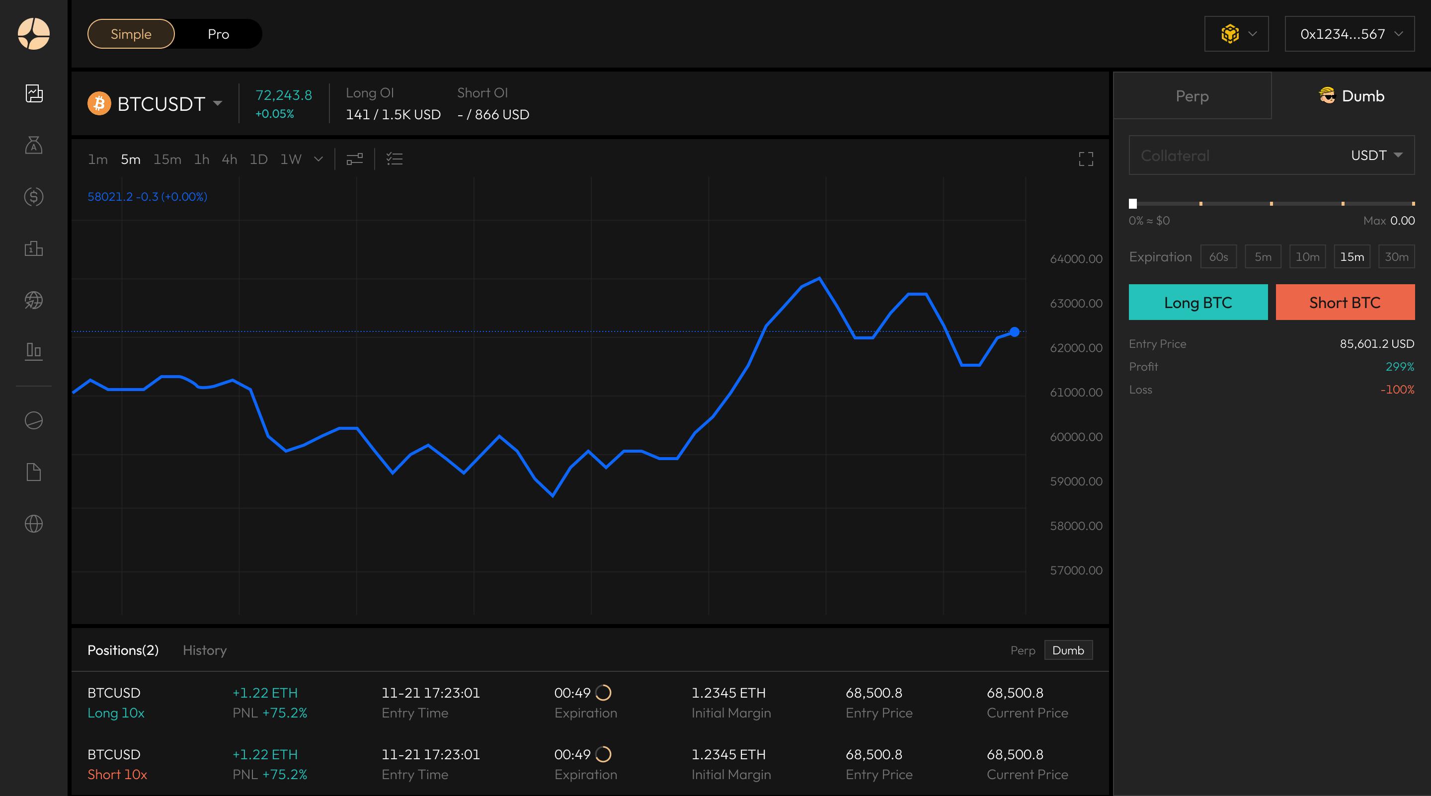 Aster DEX stock perpetual contracts trading interface