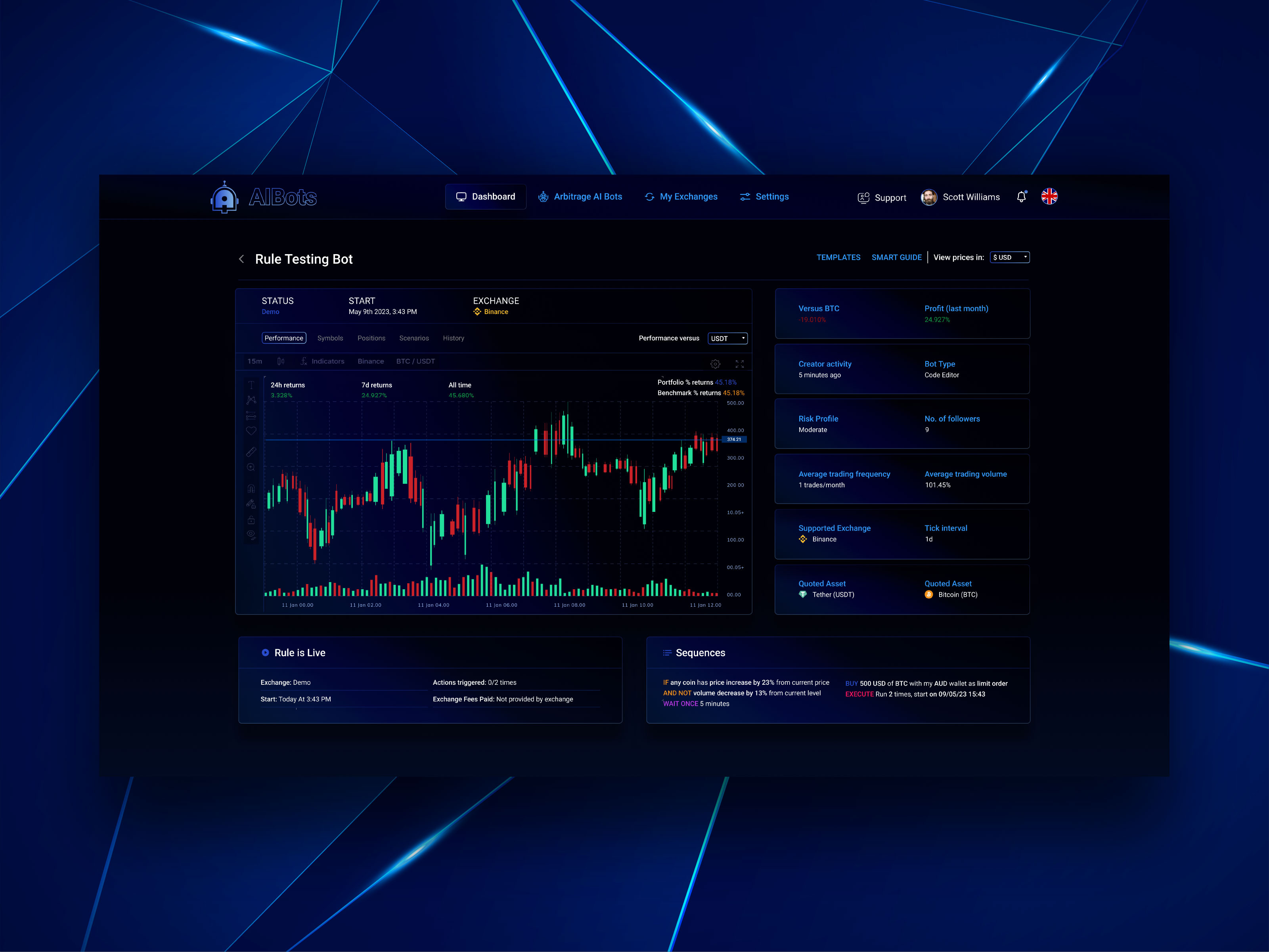 Futuristic trading dashboard displaying synthetic stocks and live blockchain data streams, with digital asset icons and decentralized finance interface visuals