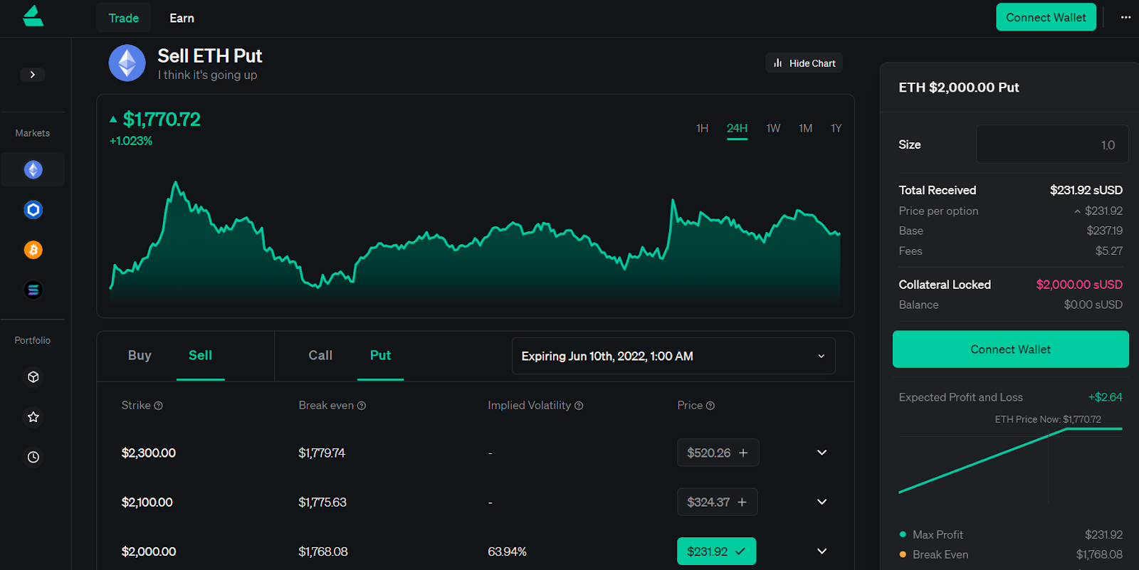 Synthetix protocol decentralized trading interface